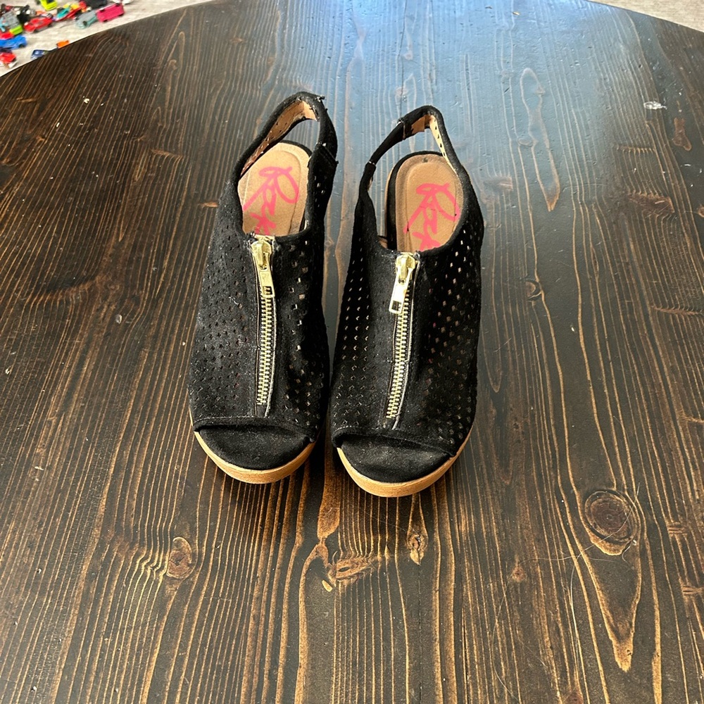 Rock and Candy Black Suede Wedges
